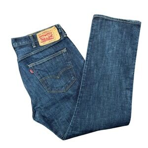 Levi's 501 Men's 38x32 Dark Wash Blue Straight Leg Button Fly Denim Jeans Casual